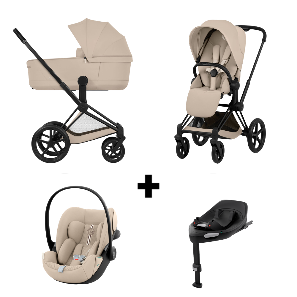 Kinderwagen Cybex Priam 5 Comfort Cozy Beige/Beige One Box met Autostoel Cybex Cloud G3 I-Size & Base G3