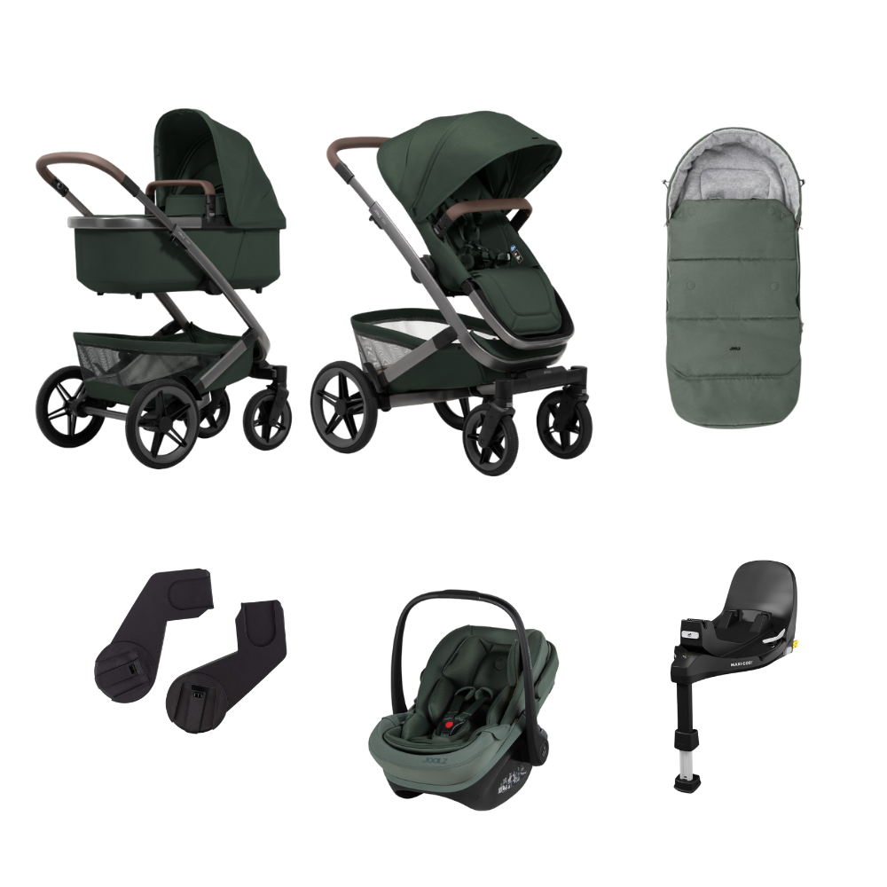 Kinderwagen Joolz Geo5 Forest Green + Autostoel Joolz x Maxi-Cosi + Base & Accessoires