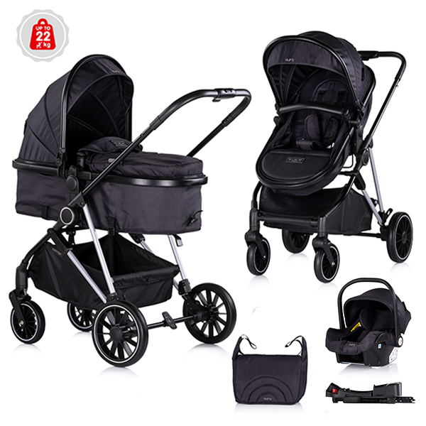 Kinderwagen Chipolino Aura Blackberry + Autostoel Chipolino Aura Blackberry Met Base