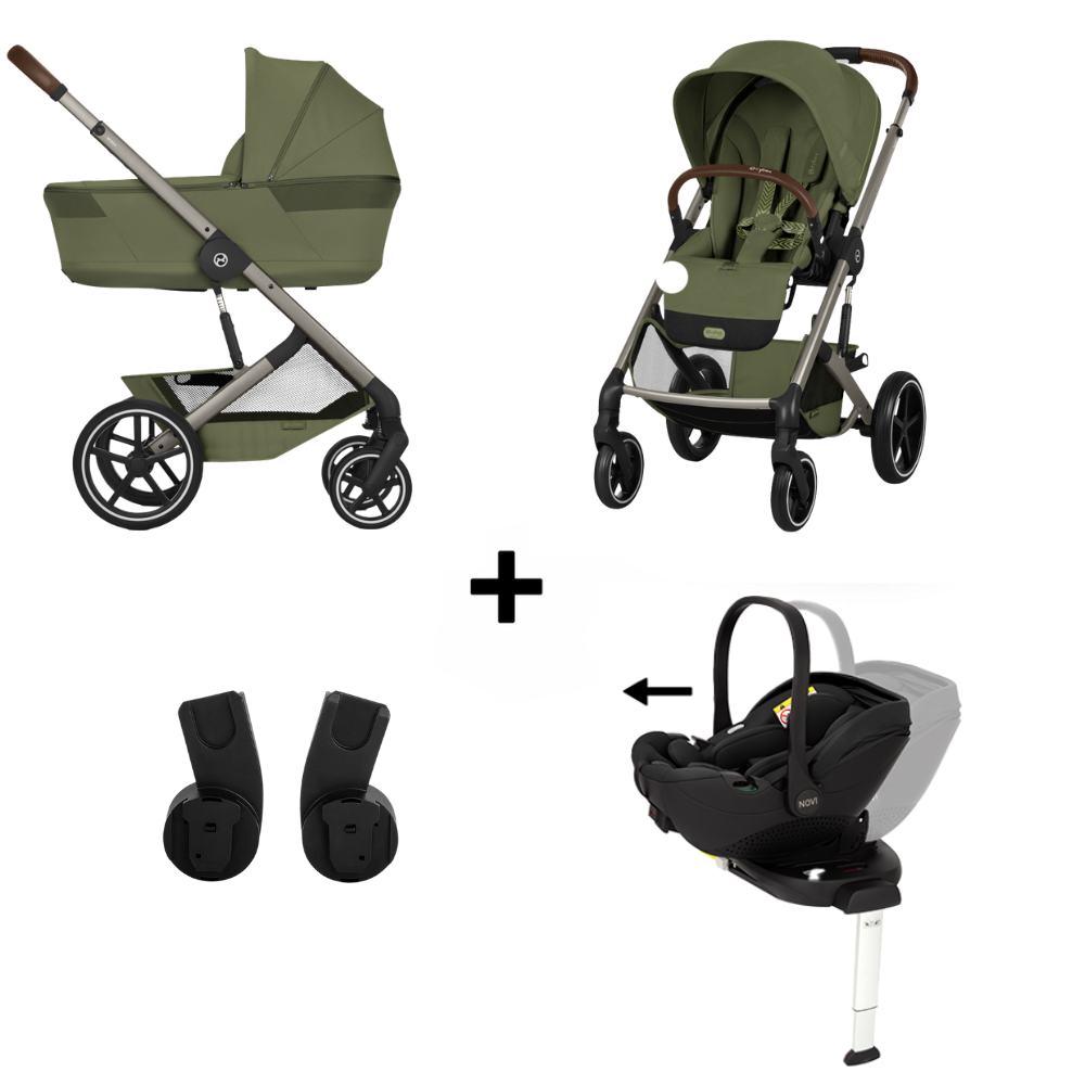 Kinderwagen Cybex Balios S Lux Moss Green/ Khaki incl. Foldable Carrycot + Autostoel Joy Glide 360° All Black & Base