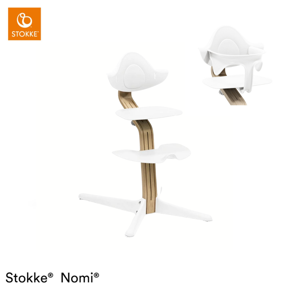 Kinderstoel Stokke® Nomi White/Oak + Babyset