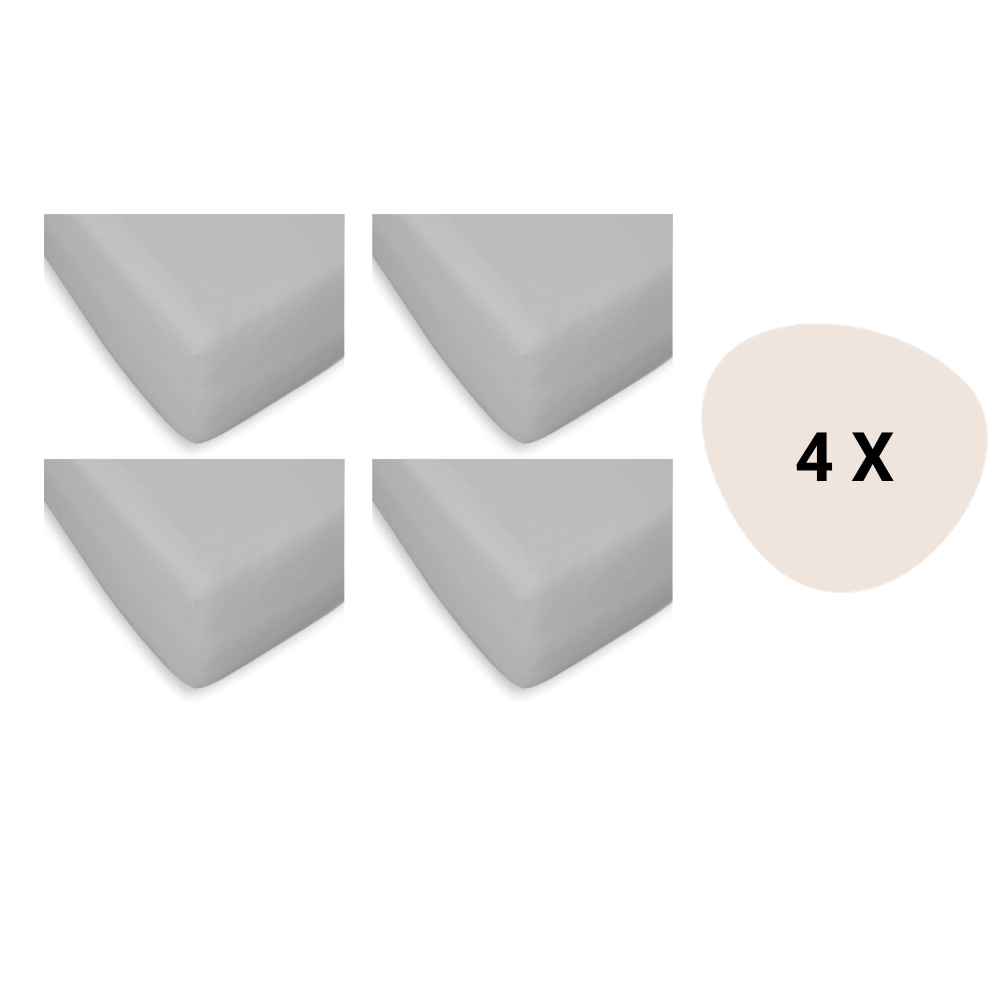 Set | 4x Hoeslaken Ledikant Briljant Baby 60x120 Jersey Zilvergrijs