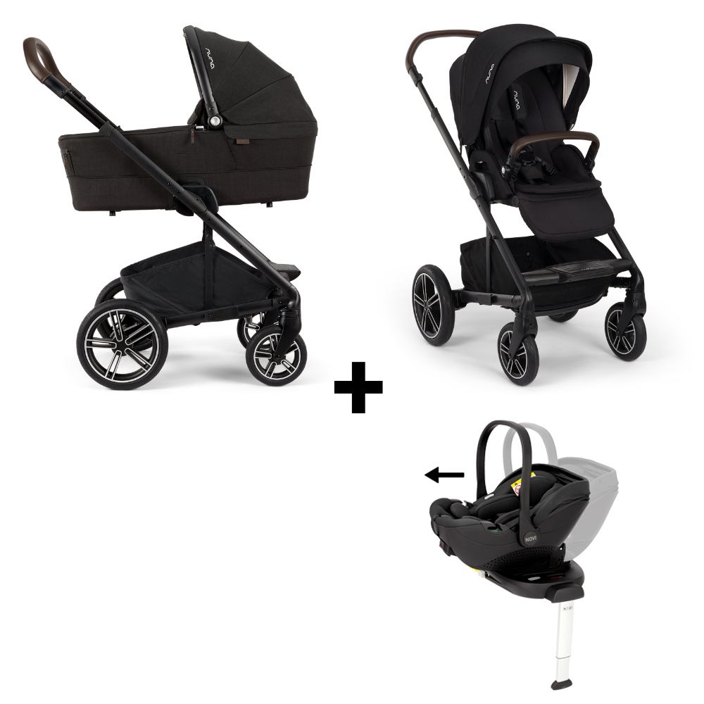 Kinderwagen Nuna MIXX Next V2 Caviar + Autostoel Joy Glide 360° All Black & Base