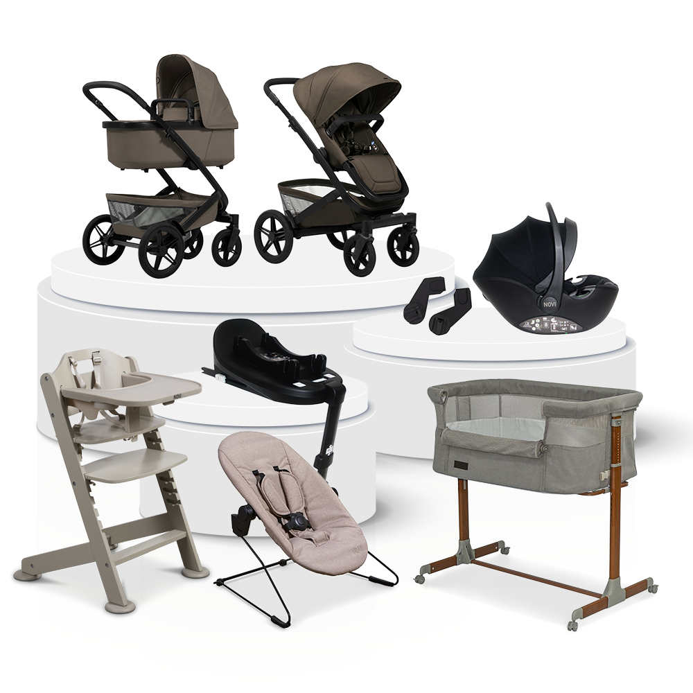 Kinderwagen Joolz Geo5 Hazel Brown Total Package Deal incl. Autostoel, Base, Kinderstoel & Co-Sleeper