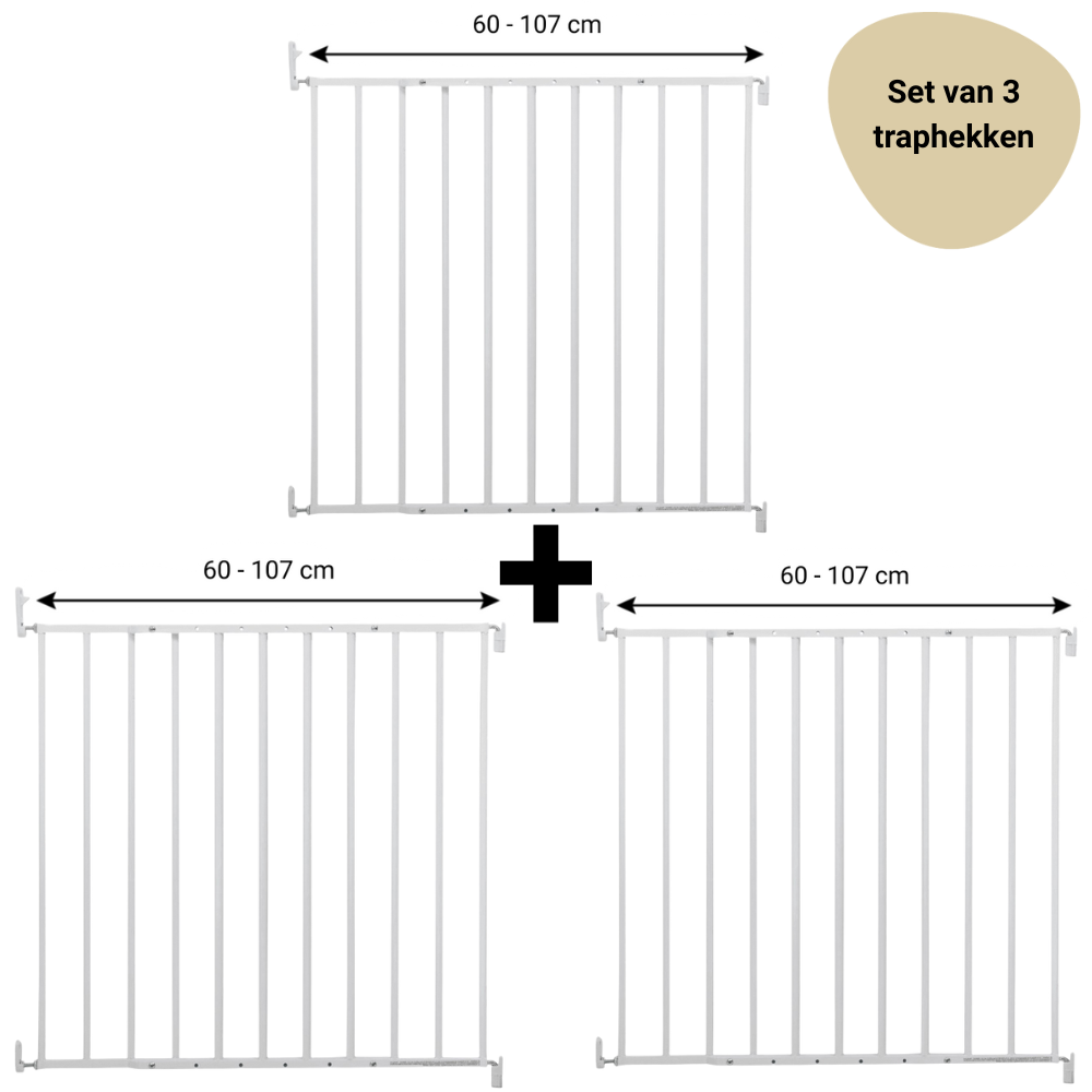 Set | 3x Traphek Geuther Baaloo Powerfix Metaal Wit 60-107cm