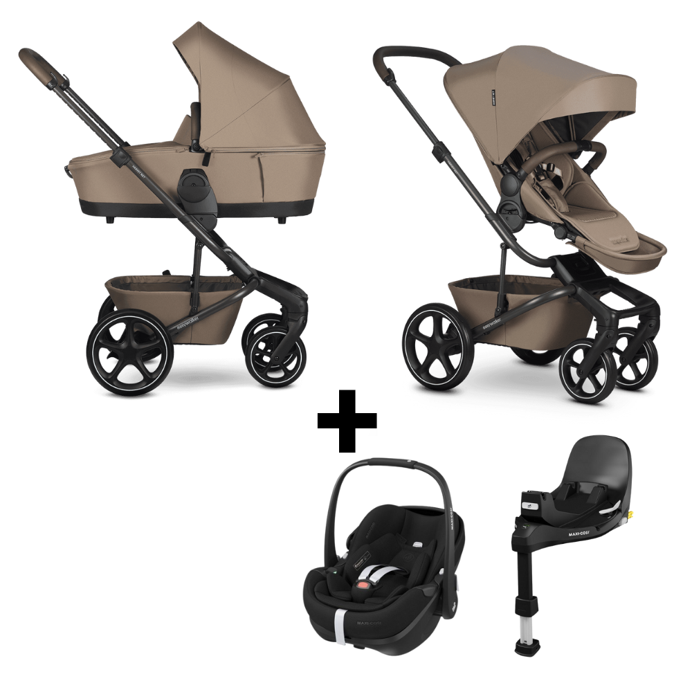Kinderwagen Easywalker Harvey NXT Mocha Brown + Autostoel Pebble 360° Pro2 en Base Slide Tech