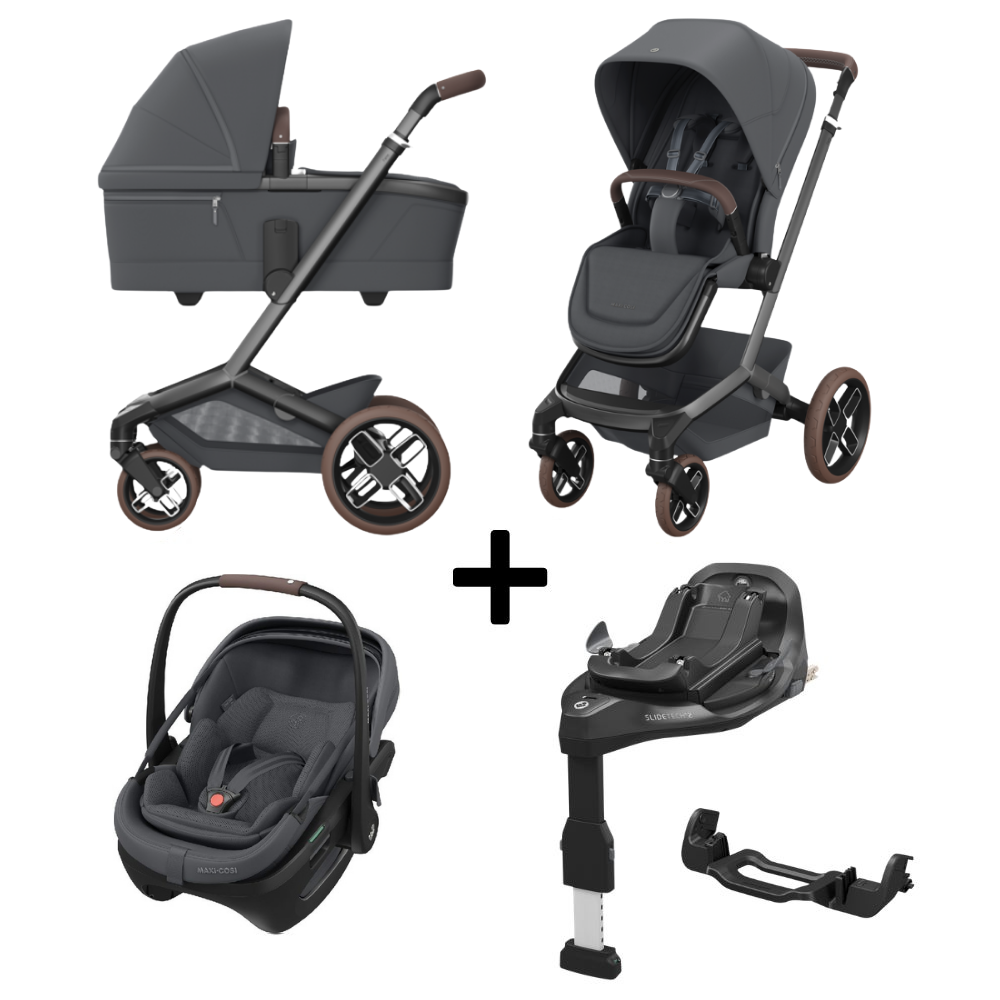 Kinderwagen Maxi-Cosi Fame V2 Moon Graphite met Autostoel Coral Pro Slide + GRATIS Familyfix Slide Pro