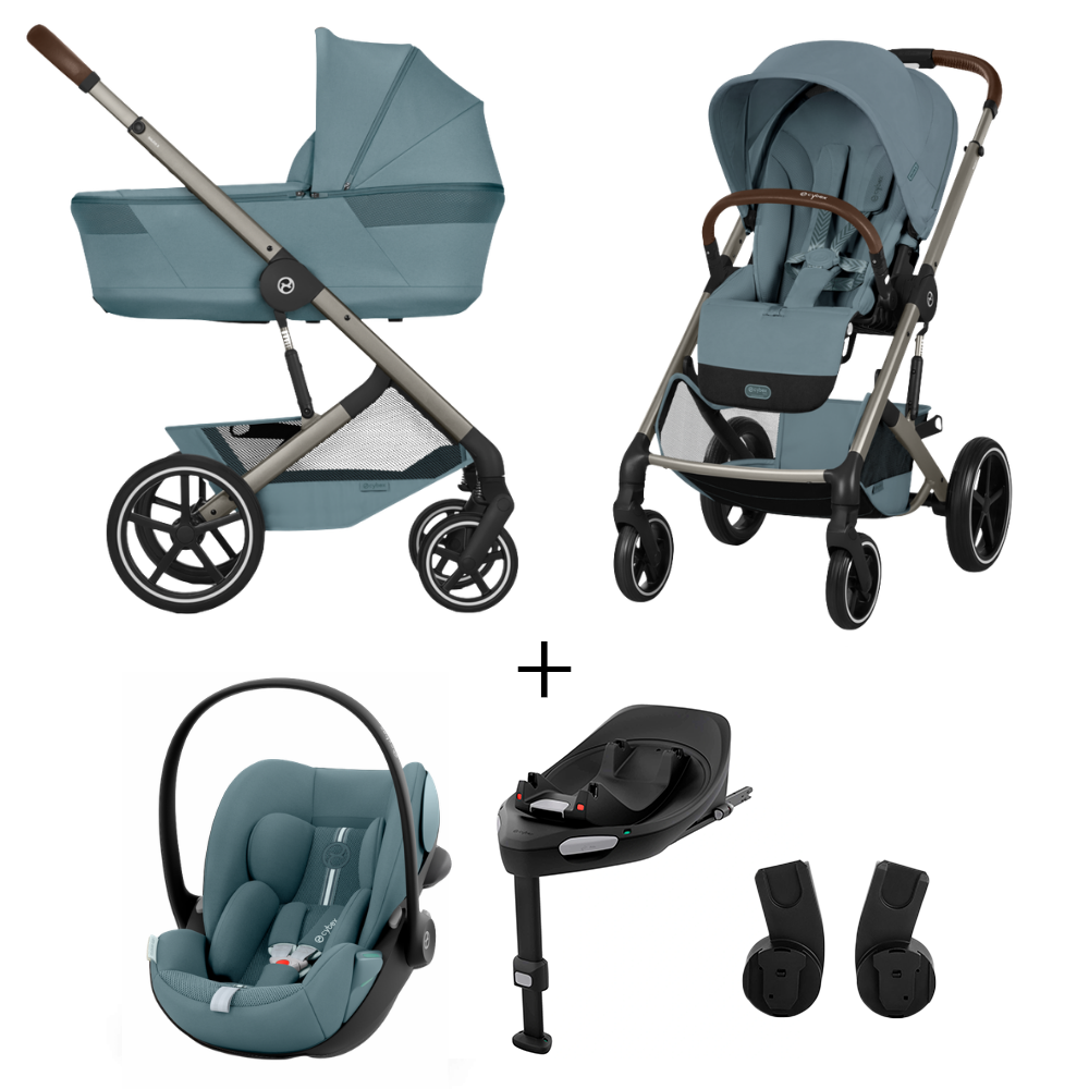 Kinderwagen Balios S Lux BLK Stormy Blue/ Light Blue incl. CarryCot Foldable + Cloud G3 I-Size PLUS + Base G3 + Adapters
