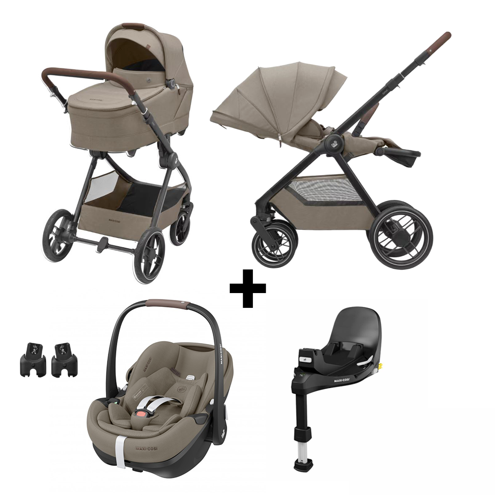 Kinderwagen Maxi-Cosi Oxford Plus Twillic Truffle met Autostoel Pebble 360° Pro2, Base Slide Tech & Adapterset