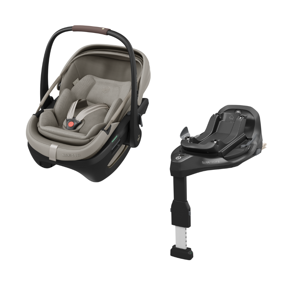 Autostoel Maxi-Cosi Coral Pro Slide Sapphire Sand met Isofixbase Familyfix Slide Pro