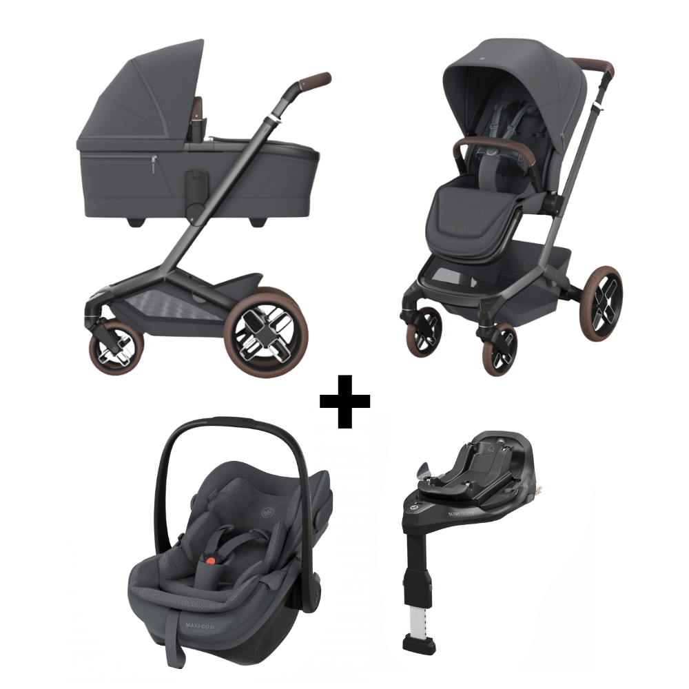 Kinderwagen Maxi-Cosi Fame V2 Moon Graphite met Autostoel Pebble Pro Slide en Familyfix Slide Pro