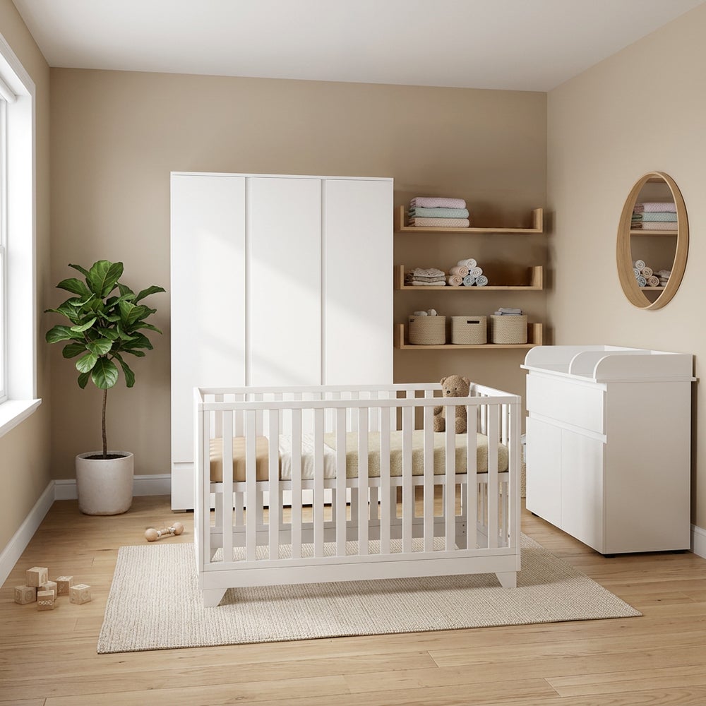 Babykamer Finori Image Wit 3-Deurskast + Meegroei Ledikant Colorfull Home Lois V2