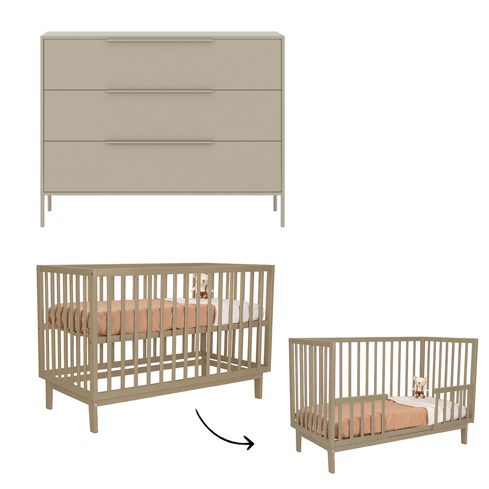 Babykamer Belmond + Lauren Sand (Meegroei Ledikant + Commode)
