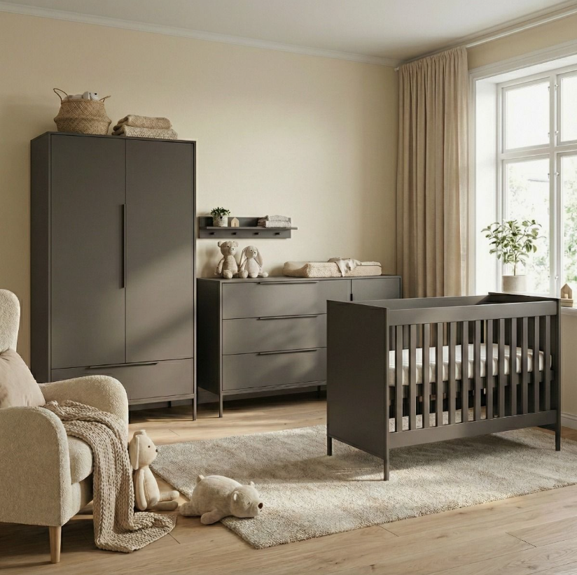 Babykamer Lissabon Chocolate met XL Commode