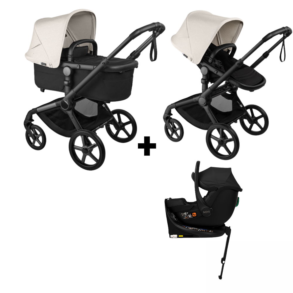 Kinderwagen Bugaboo Fox5 Renew Compleet Black/Misty White met Autostoel Jacky Pro 360° V2 & Base