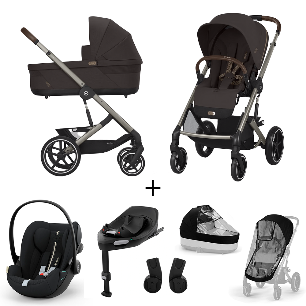 Kinderwagen Cybex Balios S Lux Chocolate Brown/Brown + Autostoel Cloud G3 I-Size, Base & Accessoires