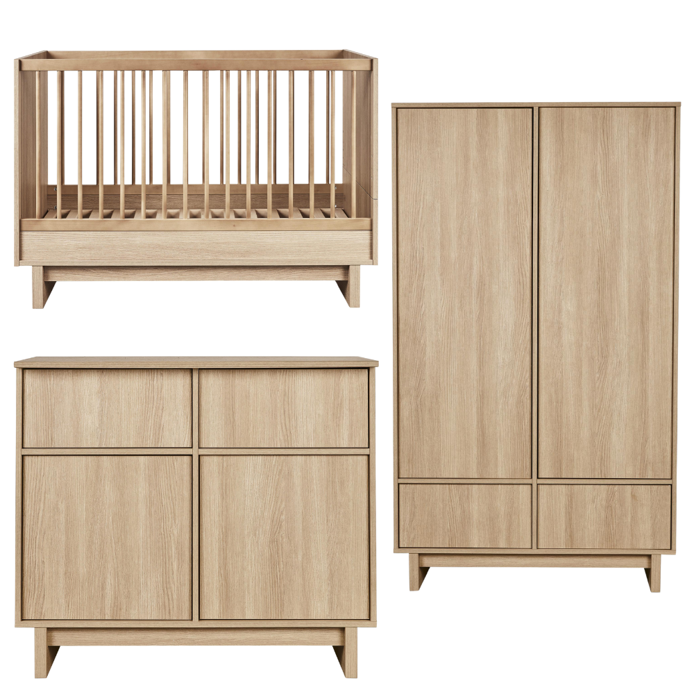 Babykamer Quax Kyo Honey Ash 70x120 met 2-deurs kast