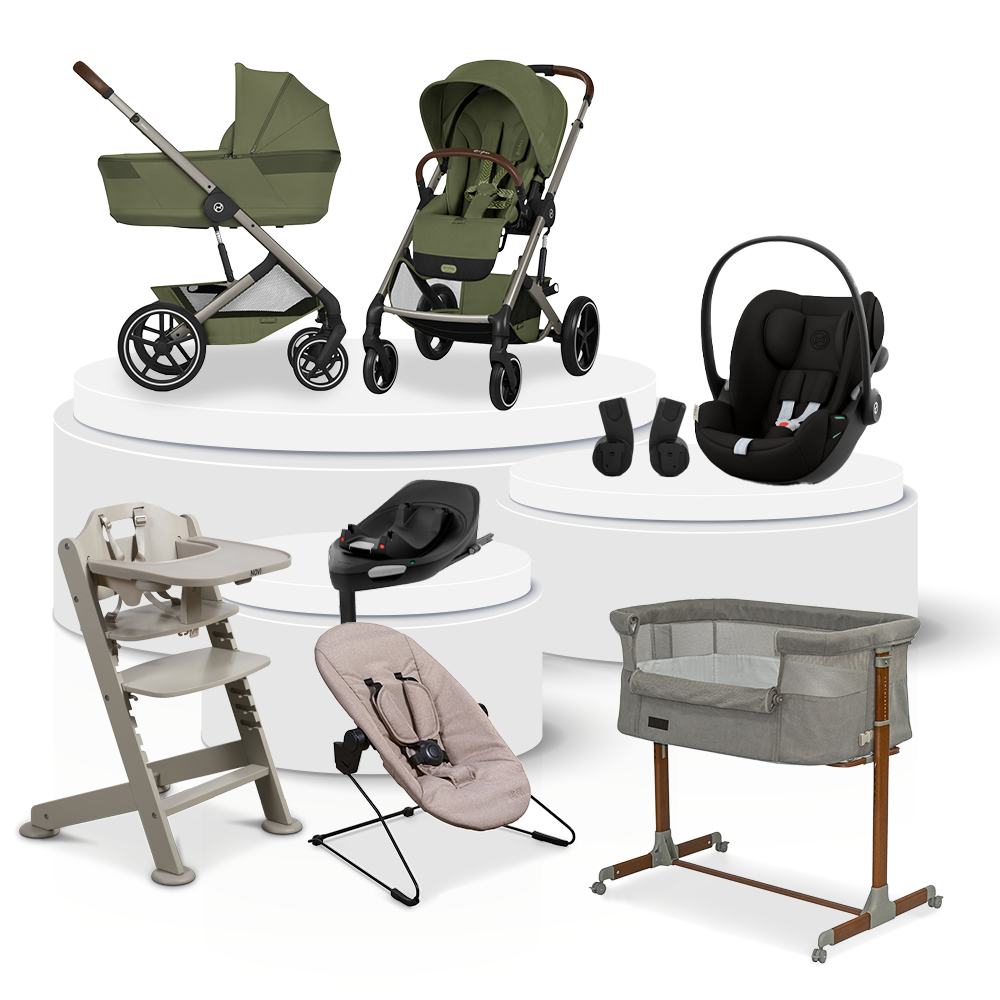Kinderwagen Balios S Lux BLK Moss Green/Khaki CarryCot Foldable Total Package Deal incl. Autostoel, Base, Kinderstoel, Co-Sleeper & Adapterset