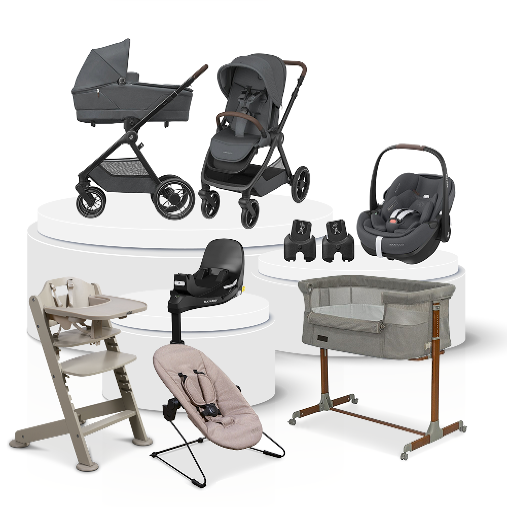 Kinderwagen Maxi-Cosi Oxford Plus Twillic Graphite Total Package Deal incl. Autostoel, Base, Kinderstoel, Co-Sleeper & Adapterset