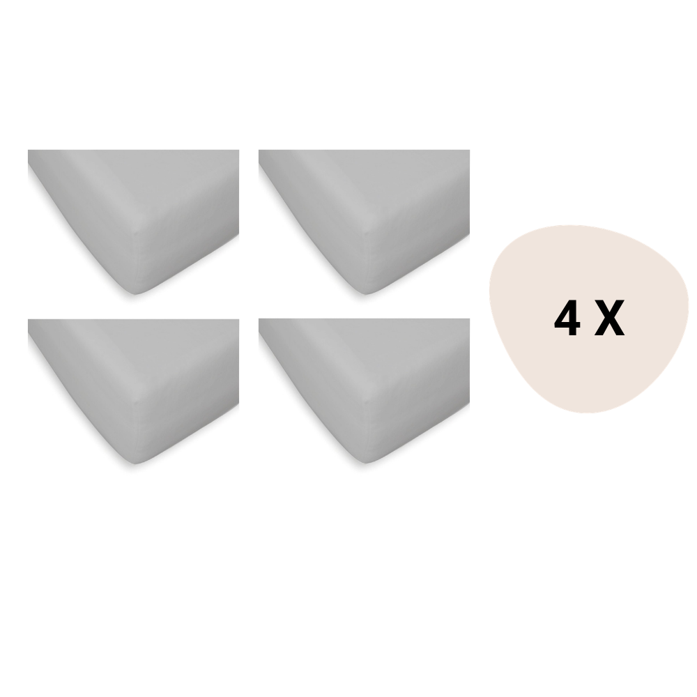 Set | 4x Hoeslaken Ledikant Briljant Baby 60x120 Zilver