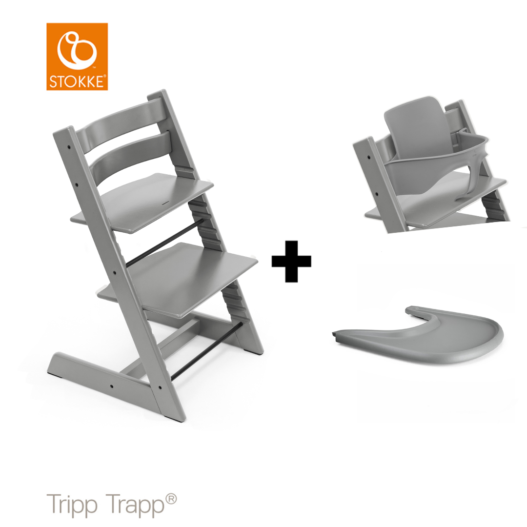 Set | Kinderstoel Stokke® Tripp Trapp® Storm Grey + Babyset + Eetblad