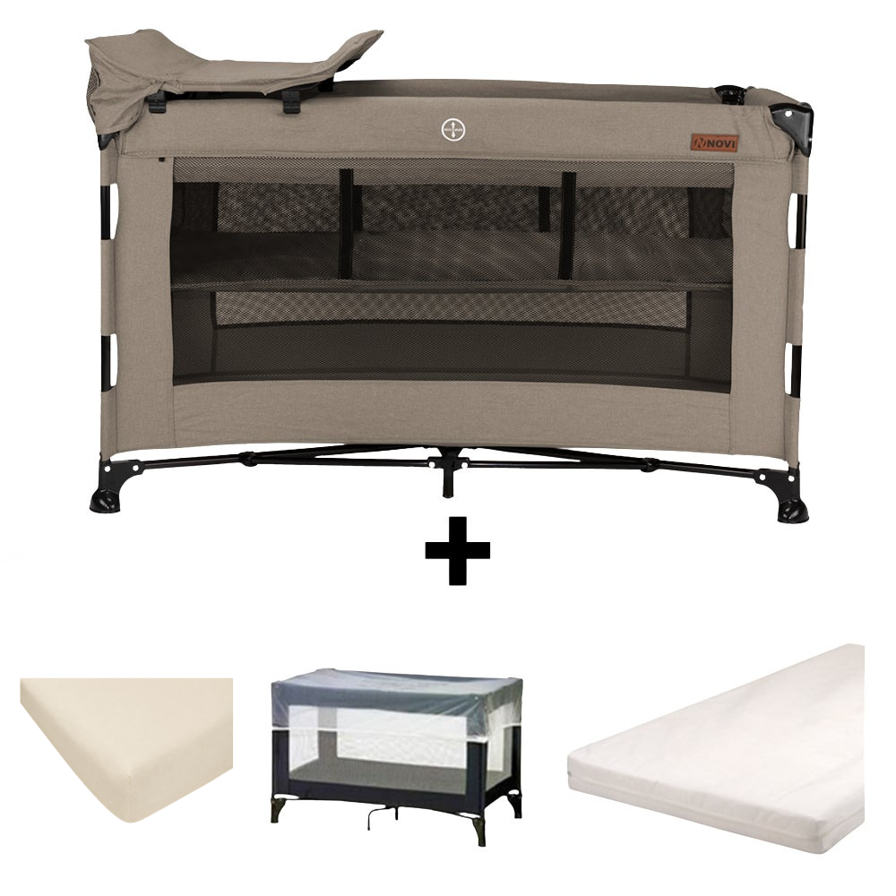 Set | Campingbed Novi Nora Luxe Hazel/Black + Accessoires