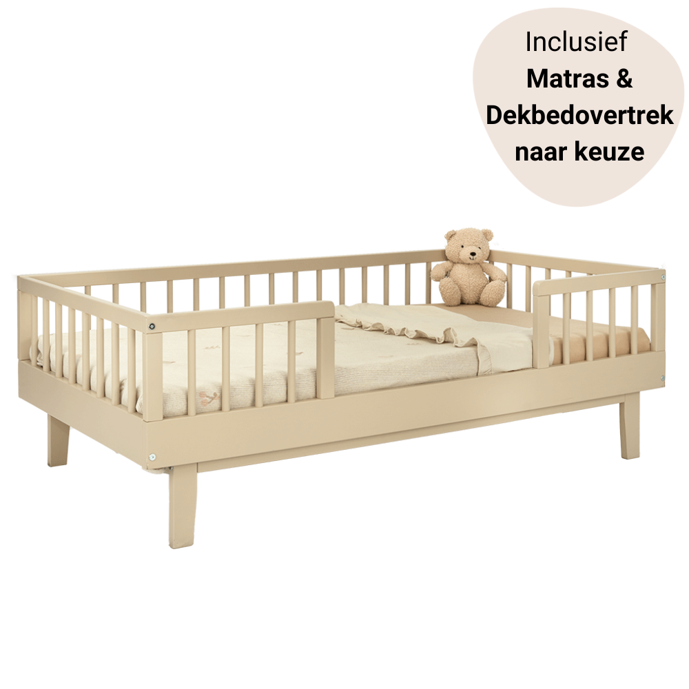 Set | Peuterbed Novi Juliette 70x140 Sand incl. Matras & Dekbedovertrek