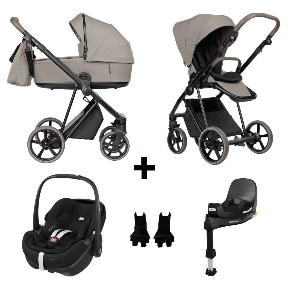 Kinderwagen ROAN IVI 2.0 Vintage Hazel met Autostoel Pebble 360° Pro2 & Base Slide Tech en adapterset