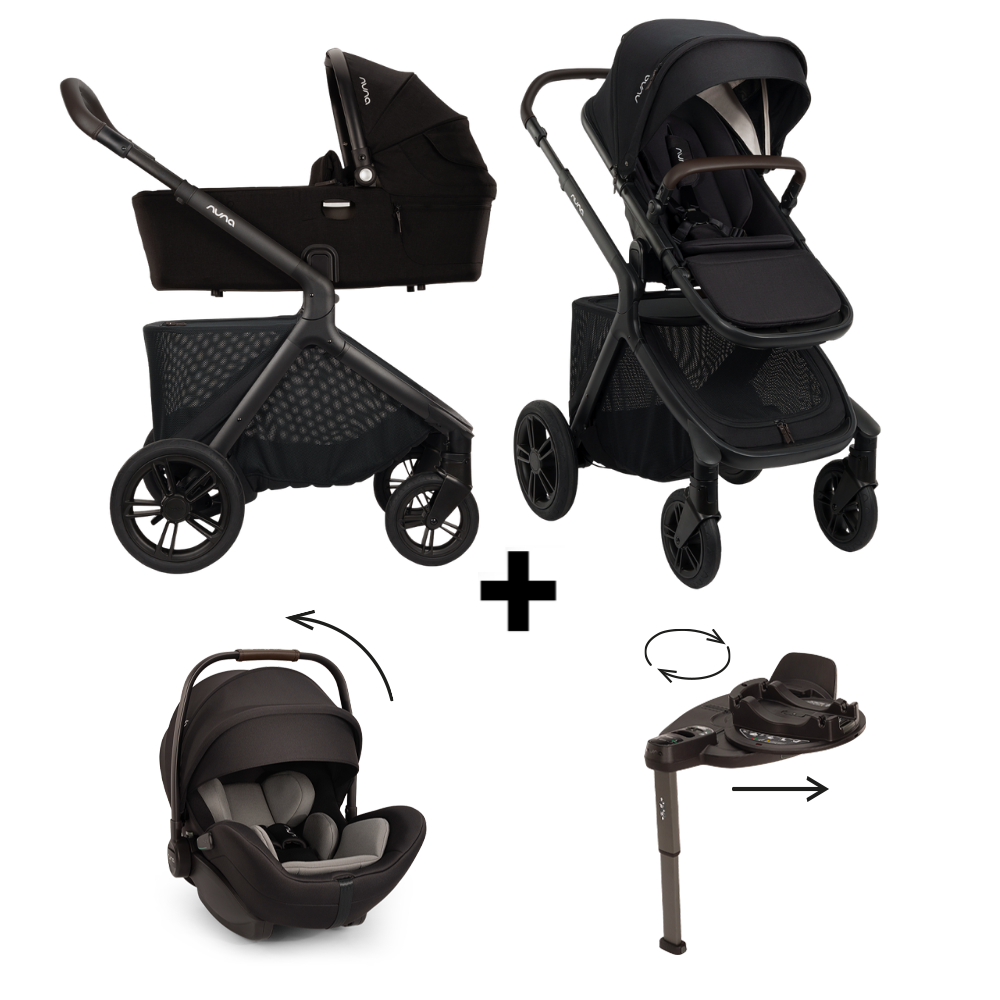 Kinderwagen Nuna DEMI Icon Caviar + Autostoel Nuna Arra Flex Caviar + Base Curv 360