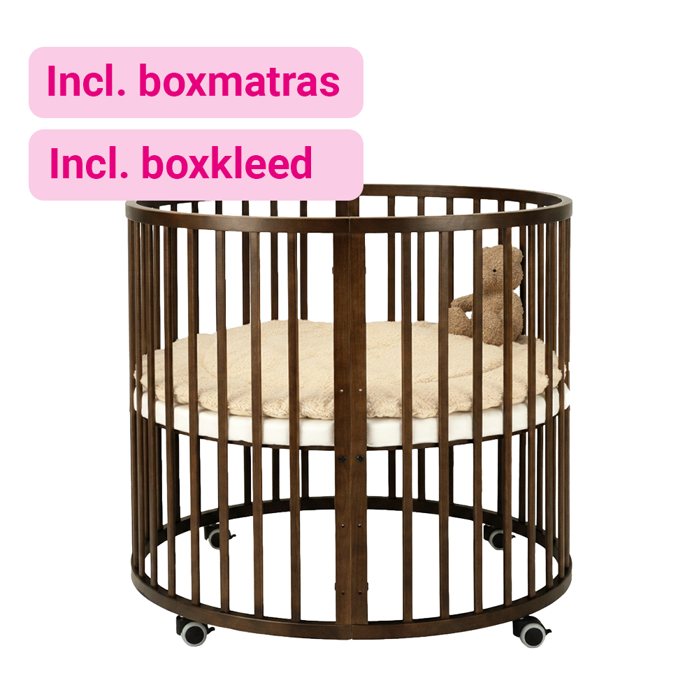 Set | Box Novi Mila Rond Cacao Incl. Boxmatras en Boxkleed