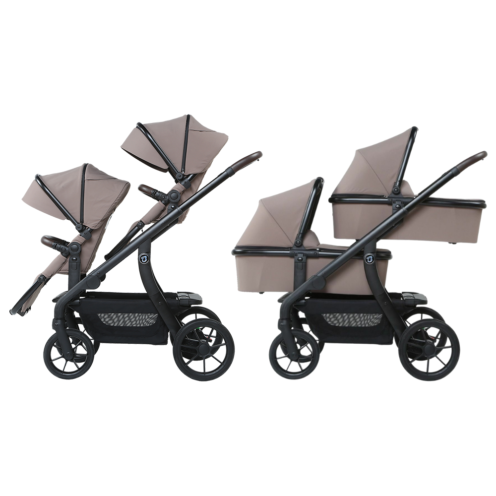 Duo Kinderwagen Titanium Baby Solid Pollux Lush Taupe met Twee Reiswiegen