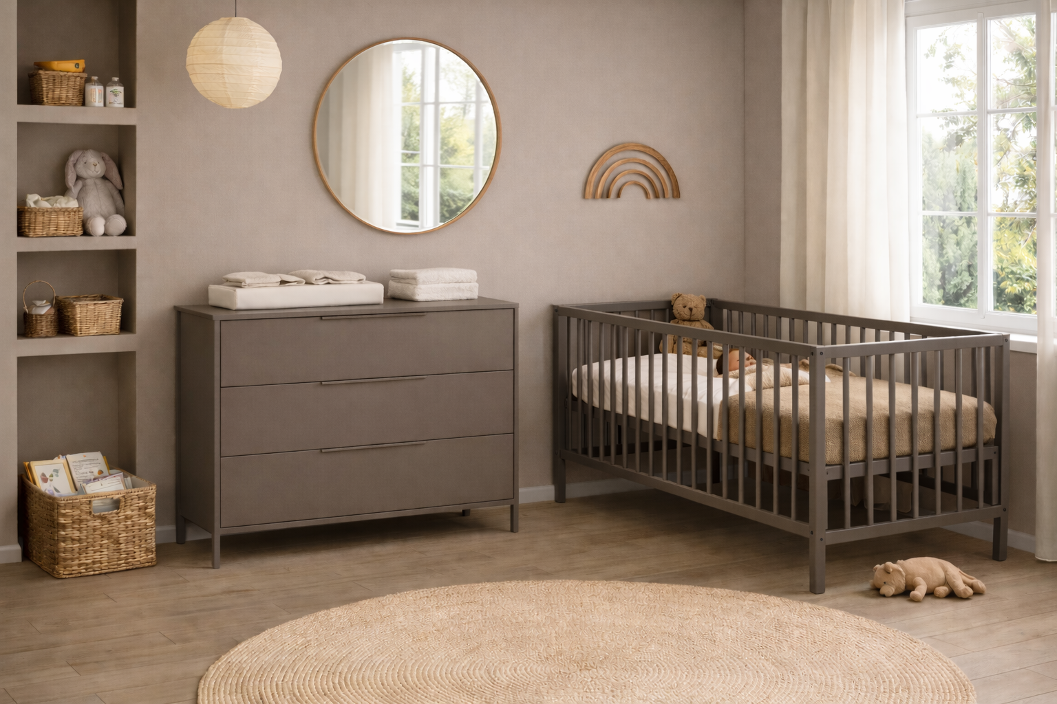 Babykamer Lissabon Lauren Chocolate (Meegroeiledikant 60x120 + Commode)