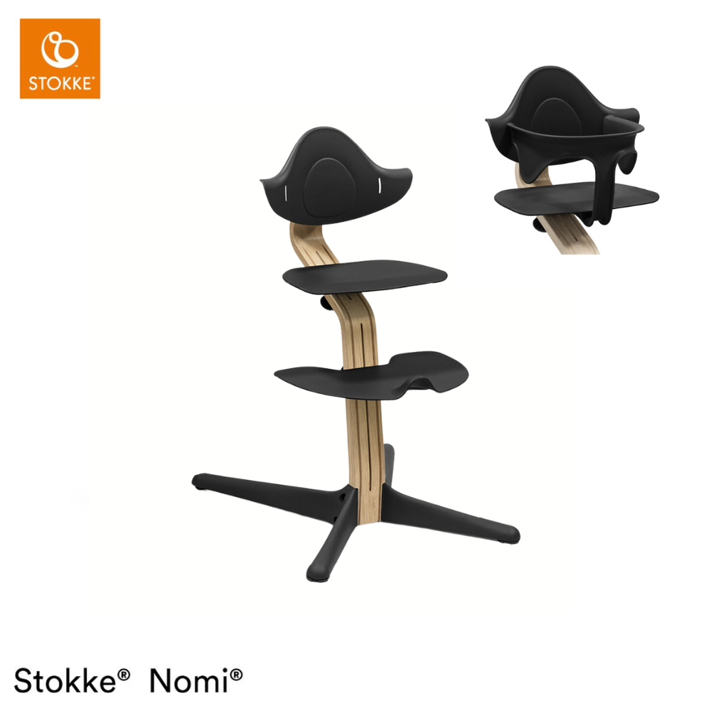 Kinderstoel Stokke® Nomi Black/Oak + Babyset
