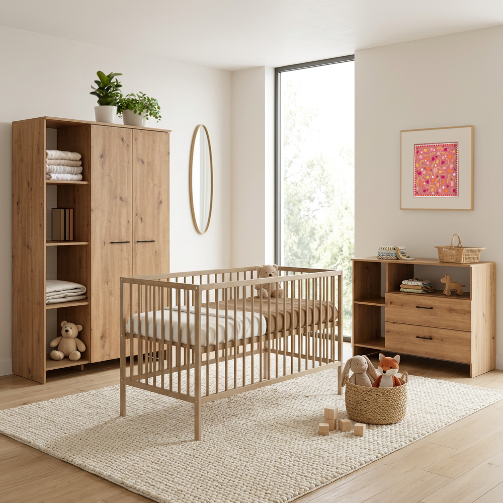 Babykamer Colorfull Home Fenna XL met Meegroeiledikant Diana Linea Classic Amber Oak