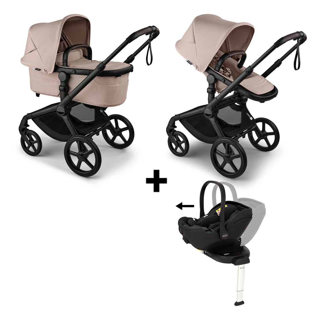 Kinderwagen Bugaboo Fox5 Renew Compleet Black/Desert Taupe Melange met Autostoel Joy Glide 360° & Base