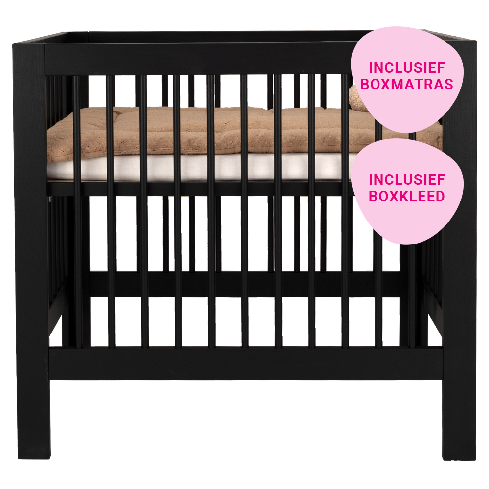 Set | Box Colorfull Home Luna V2 Pure Black Incl. Boxmatras en Boxkleed