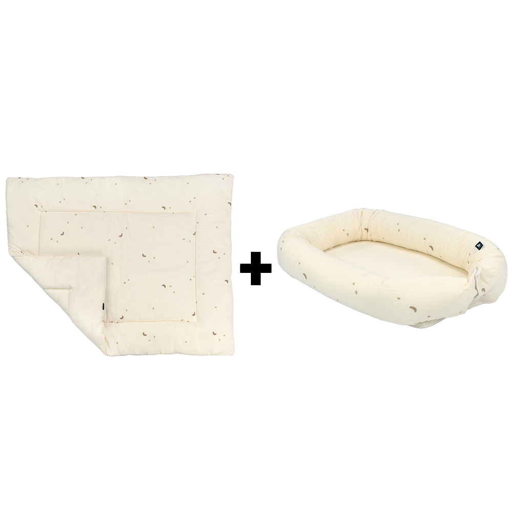Set | Boxkleed & Babynestje Tots Tale Baby Soft Muslin Stardust Cream