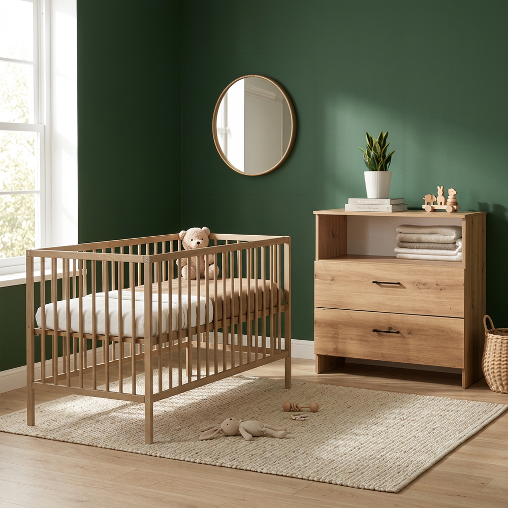 Babykamer Colorfull Home Jolie (Meegroeiledikant Diana Linea Classic Amber Oak + Commode)
