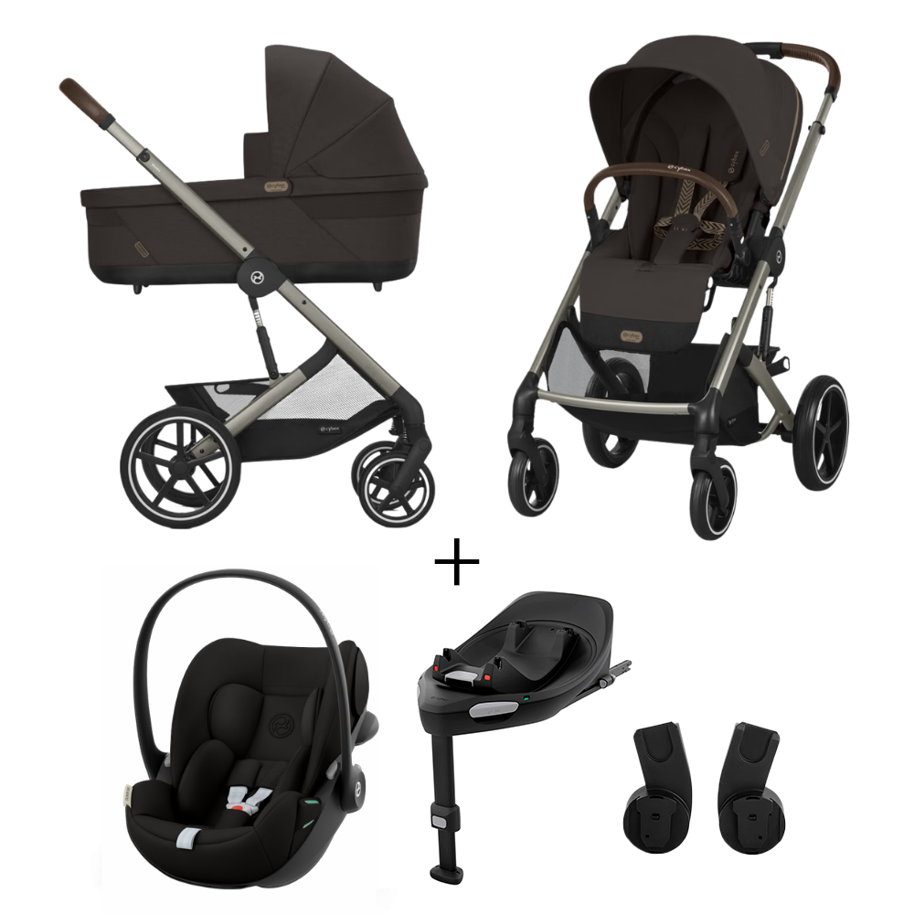 Kinderwagen Cybex Balios S Lux Chocolate Brown/Brown + Autostoel Cloud G3 I-Size, Base & Adapterset