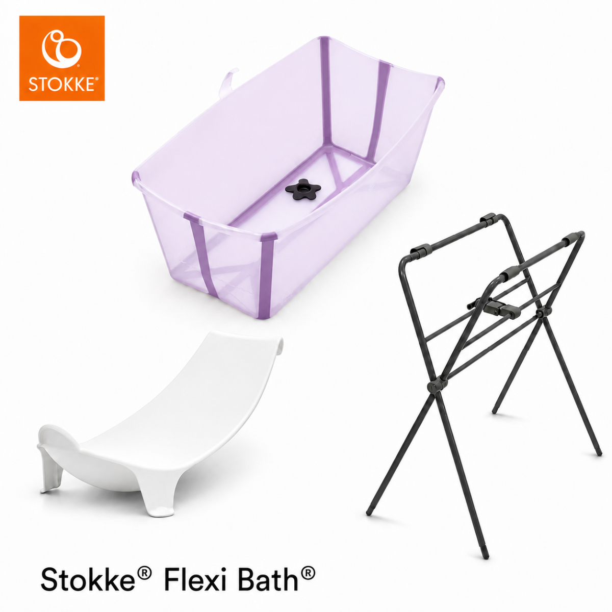 Set | Bad Stokke® Flexi Bath® Lavender + Newborn Support & Badstandaard