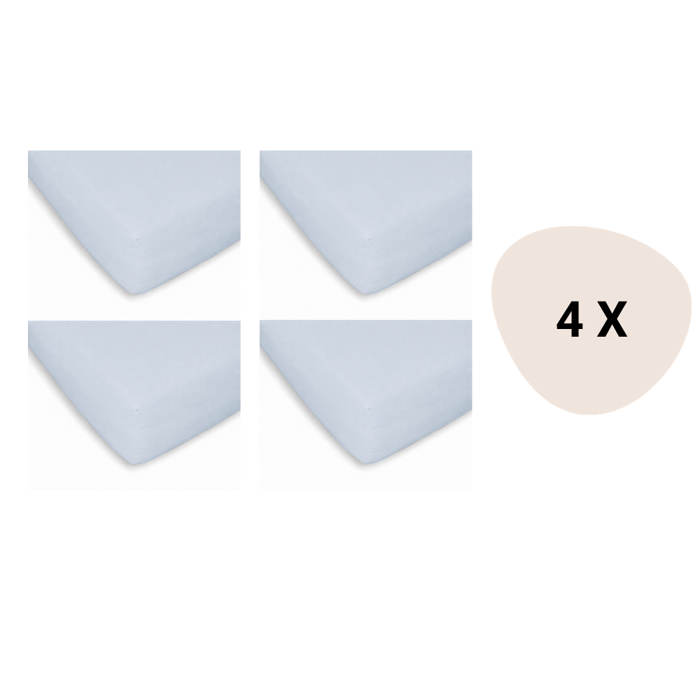 Set | 4x Hoeslaken Ledikant Briljant Baby Licht Blauw 60x120