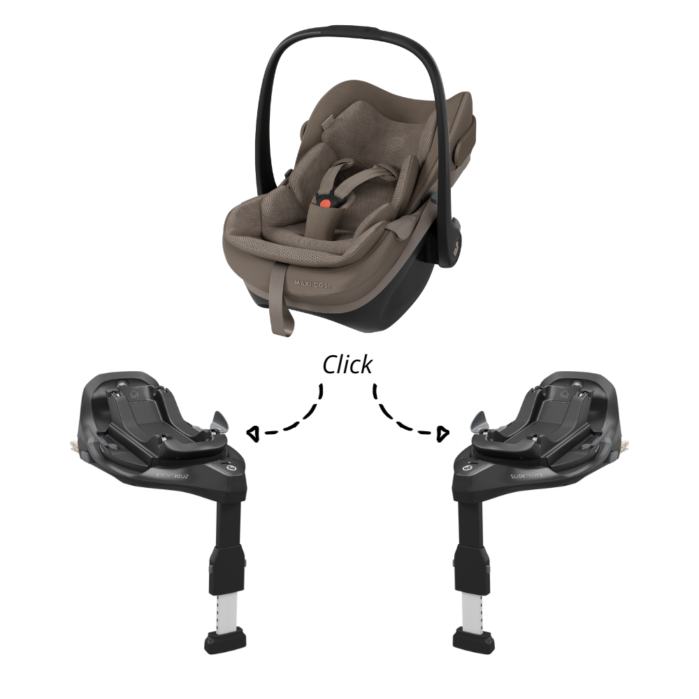 Set | Autostoel Maxi-Cosi Pebble Slide Pro Oak Truffle met 2x Isofixbase Familyfix Slide Pro