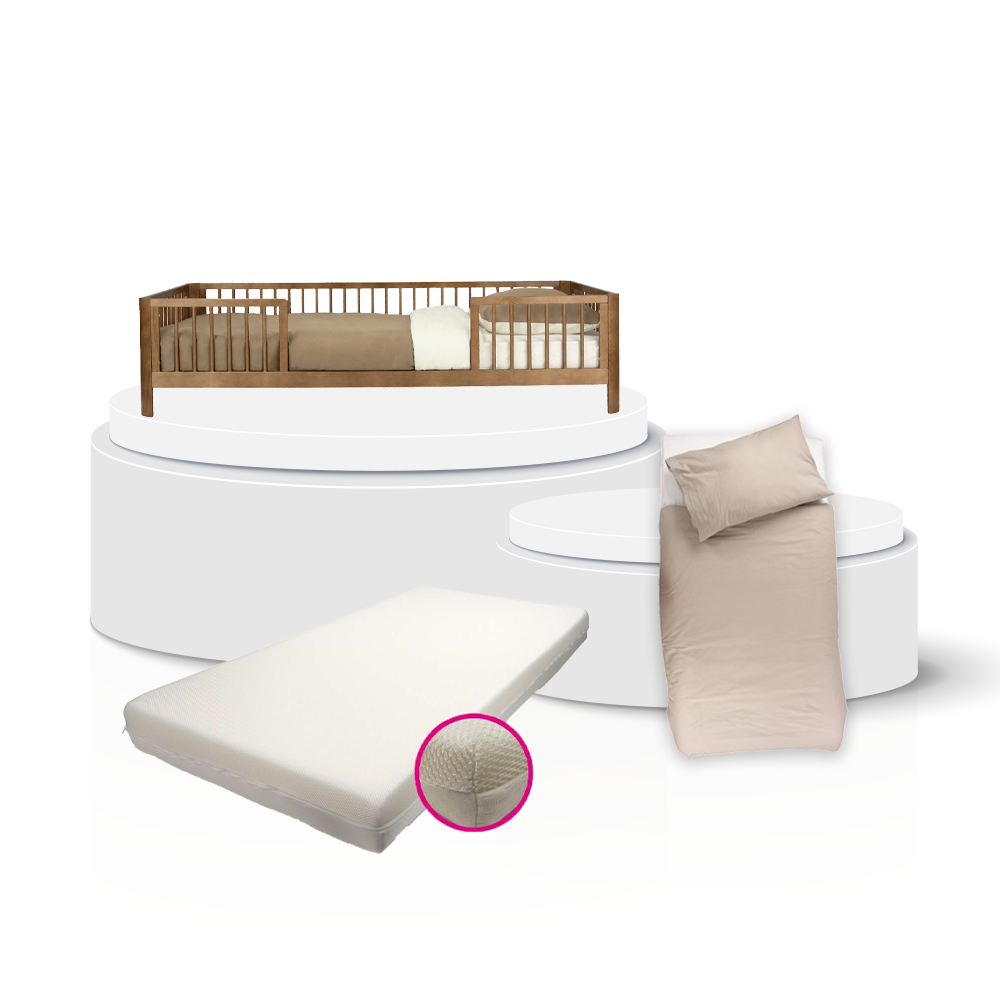 Kinderbed Novi Charlotte Walnut 90x200 Total Package Deal incl. Dekbedovertrek, Kussensloop & Matras