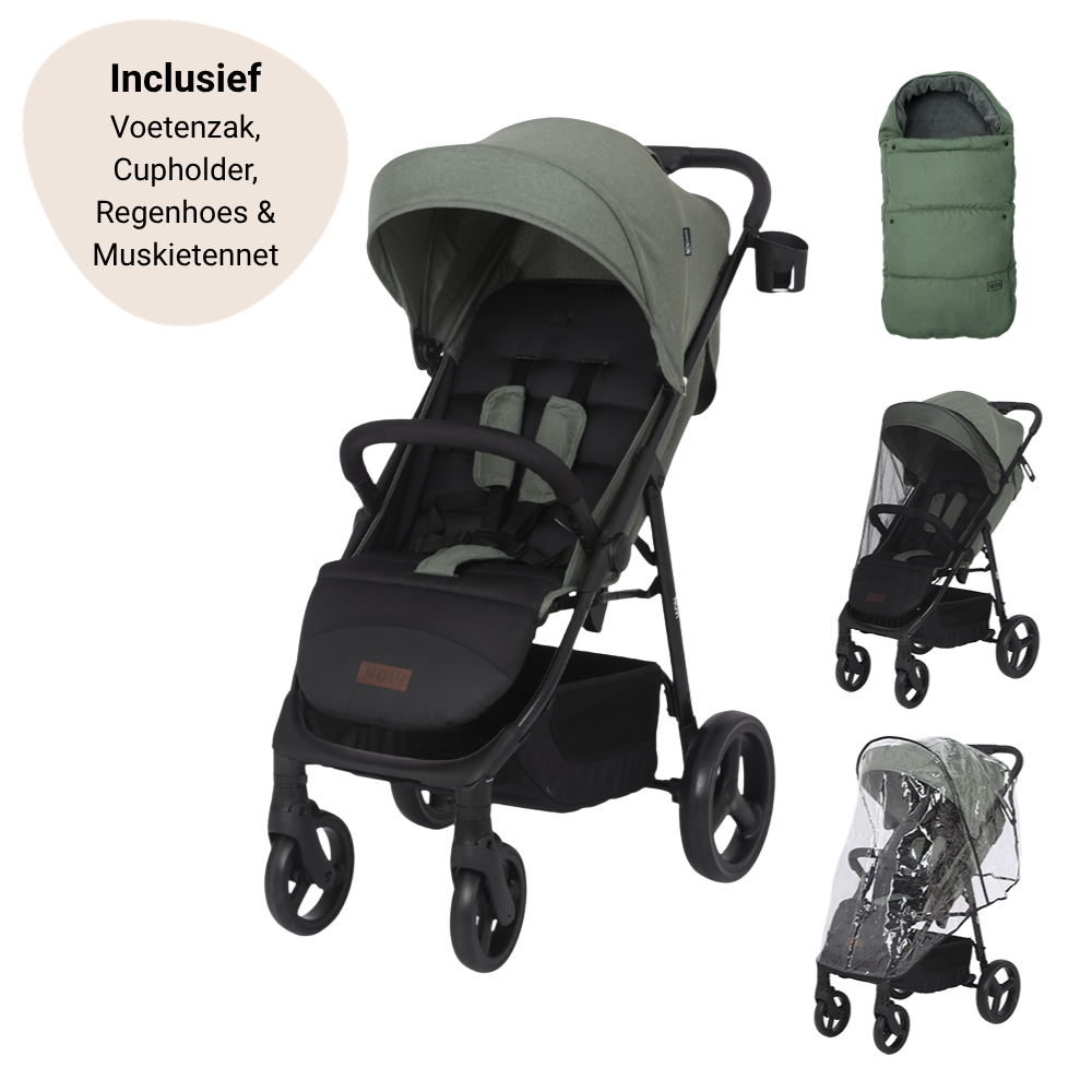 Set | Buggy Novi Grande XL Premium Black/Green, Voetenzak & Accessoires Pakket