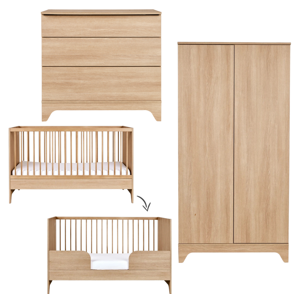 Babykamer Quax Tsugi Honey Ash 70x140 met 2-deurs kast