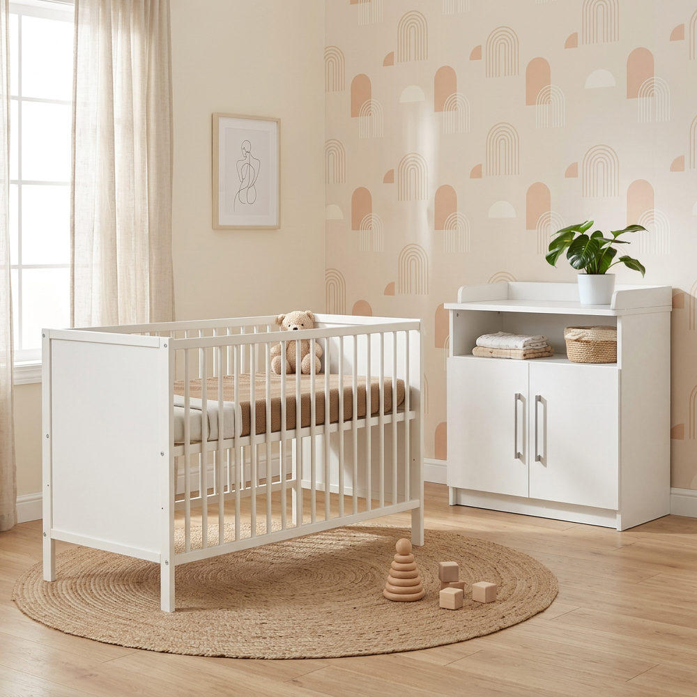 Babykamer Colorfull Home Tess (Ledikant Lizzy Pure White + Commode)