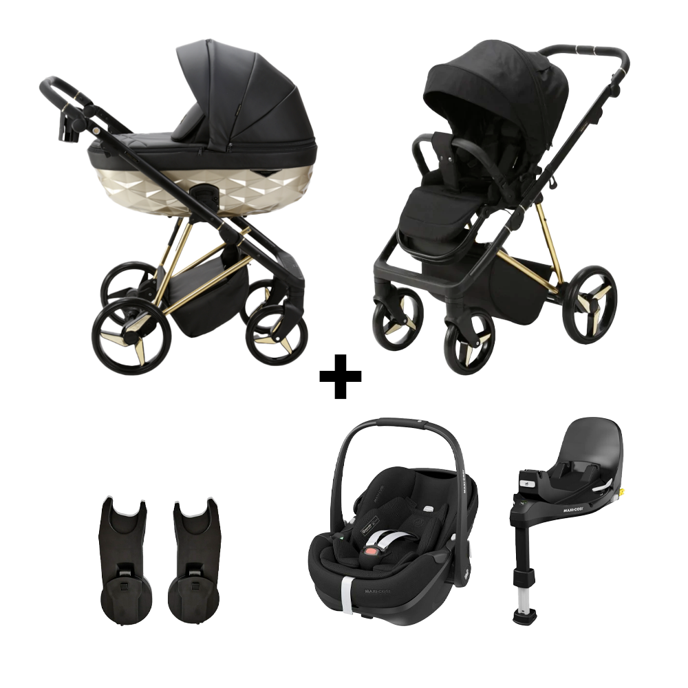 Kinderwagen Adamex Quantum Gold Star + Autostoel Maxi-Cosi Pebble Pro2 en Base Slide Tech