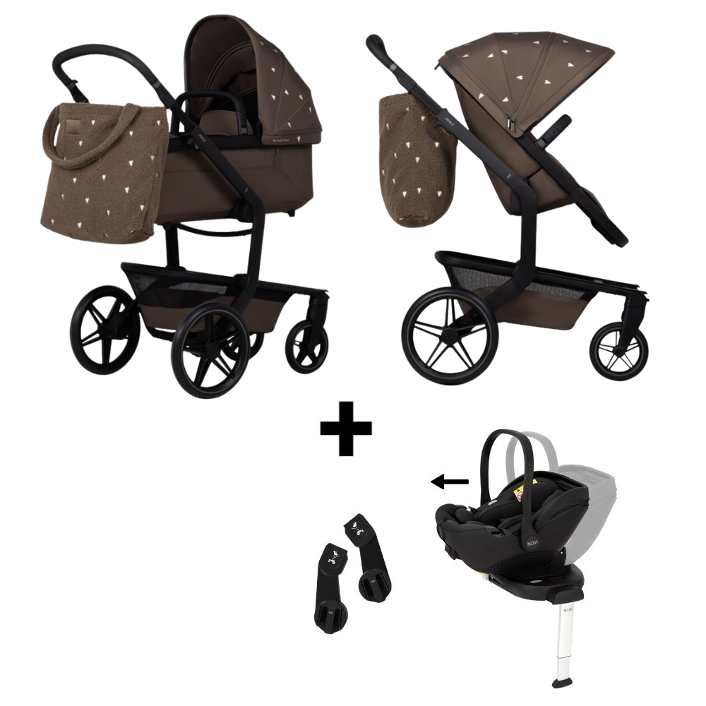 Kinderwagen Joolz x Studio Noos Day5 Hazel Brown incl. Zonnekap & Tas + Autostoel Joy Pro Glide 360°, Base & Adapterset