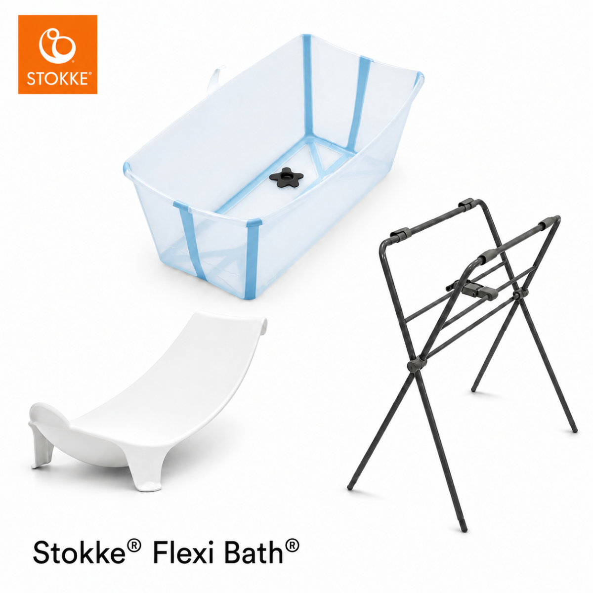 Set | Bad Stokke® Flexi Bath® Ocean Blue + Newborn Support & Badstandaard