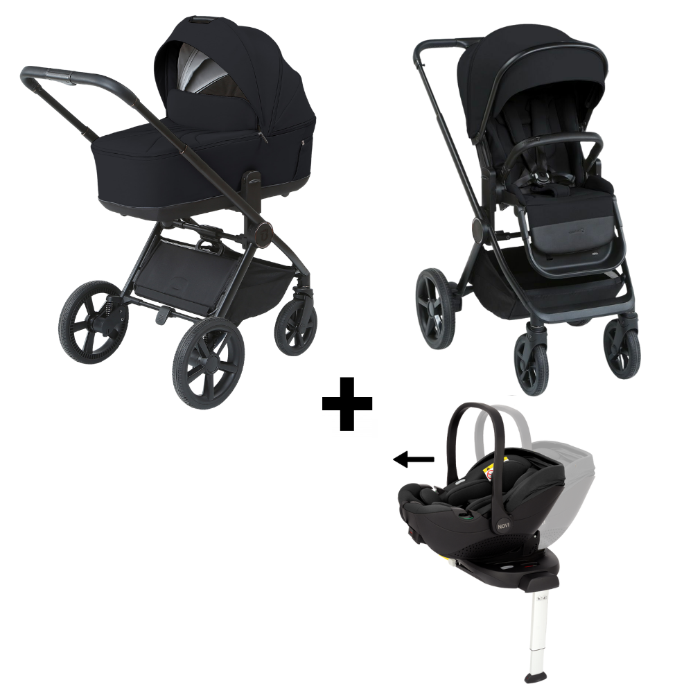 Kinderwagen Titanium Baby Solid Urban Lush Black met Autostoel Novi Joy Pro Glide 360° I-Size & Base